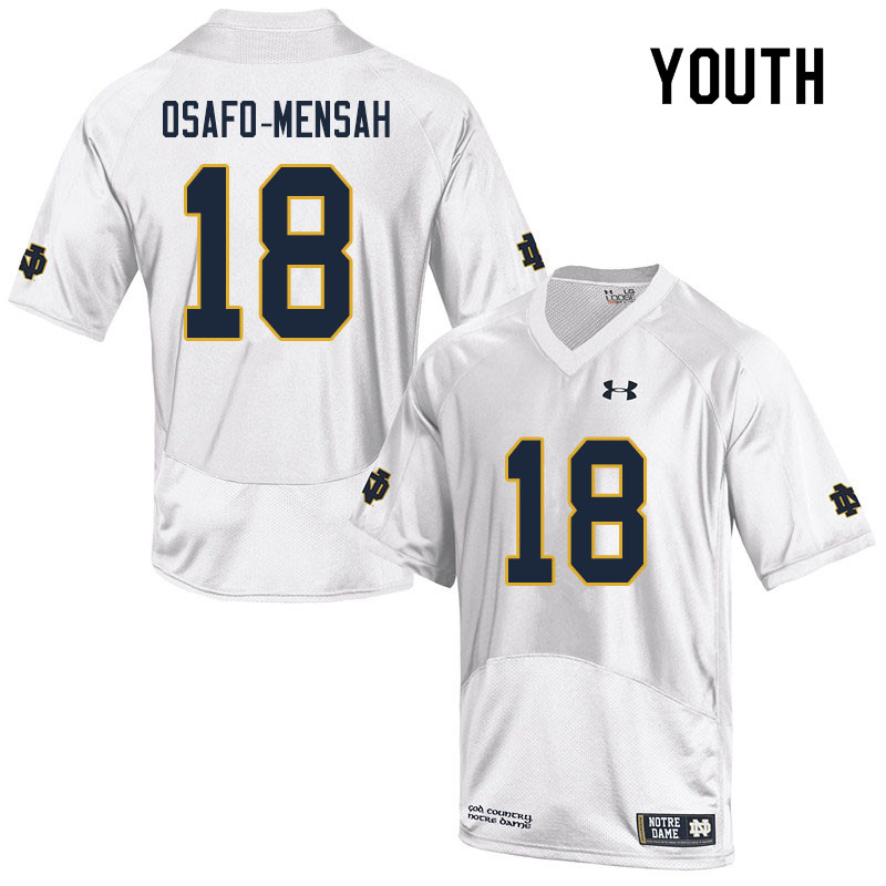 Youth #18 Nana Osafo-Mensah Notre Dame Fighting Irish College Football Jerseys Sale-White - Click Image to Close